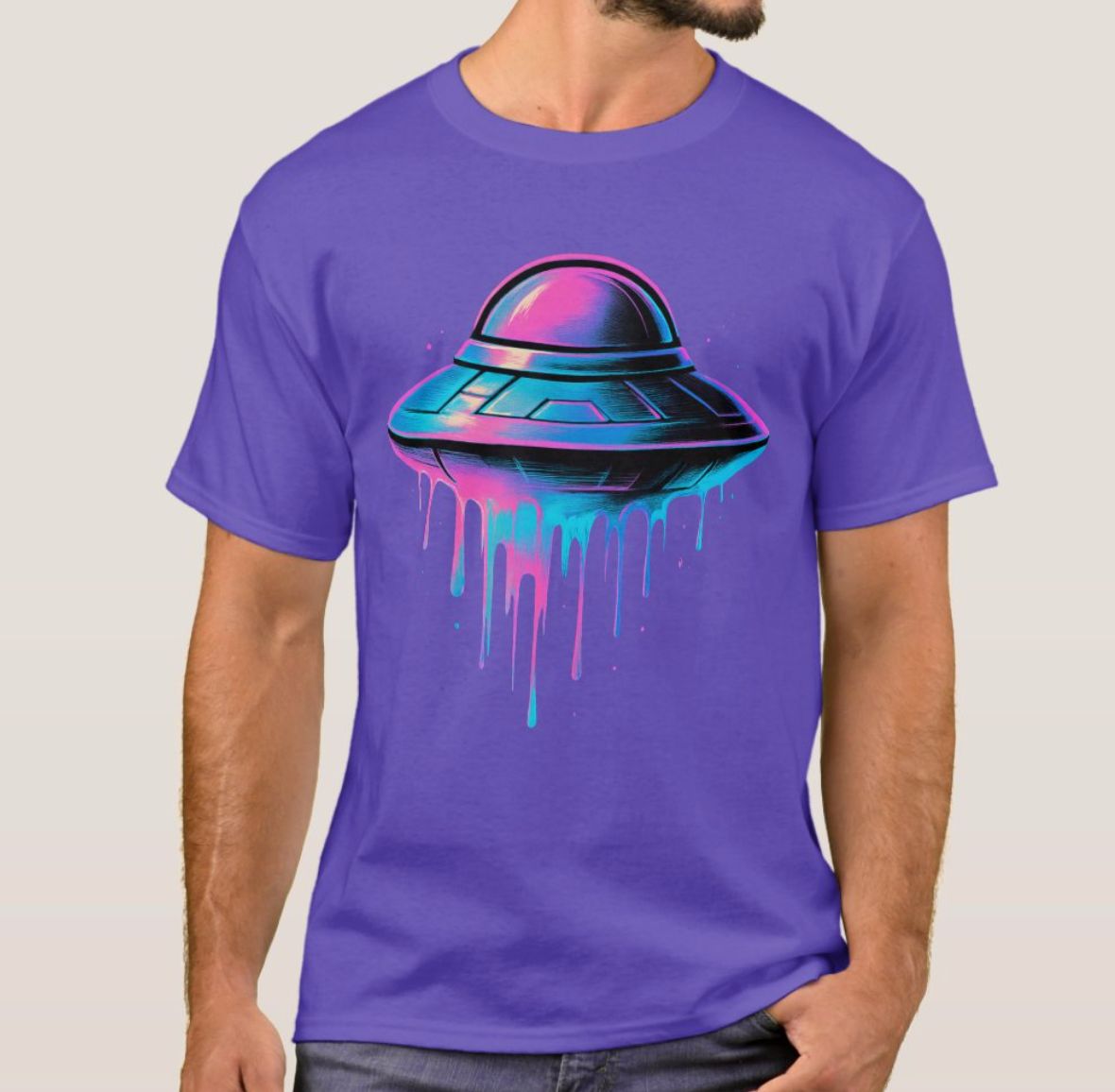 UFO Flying Saucer Vice Colors - Mens/Womens T-Shirt