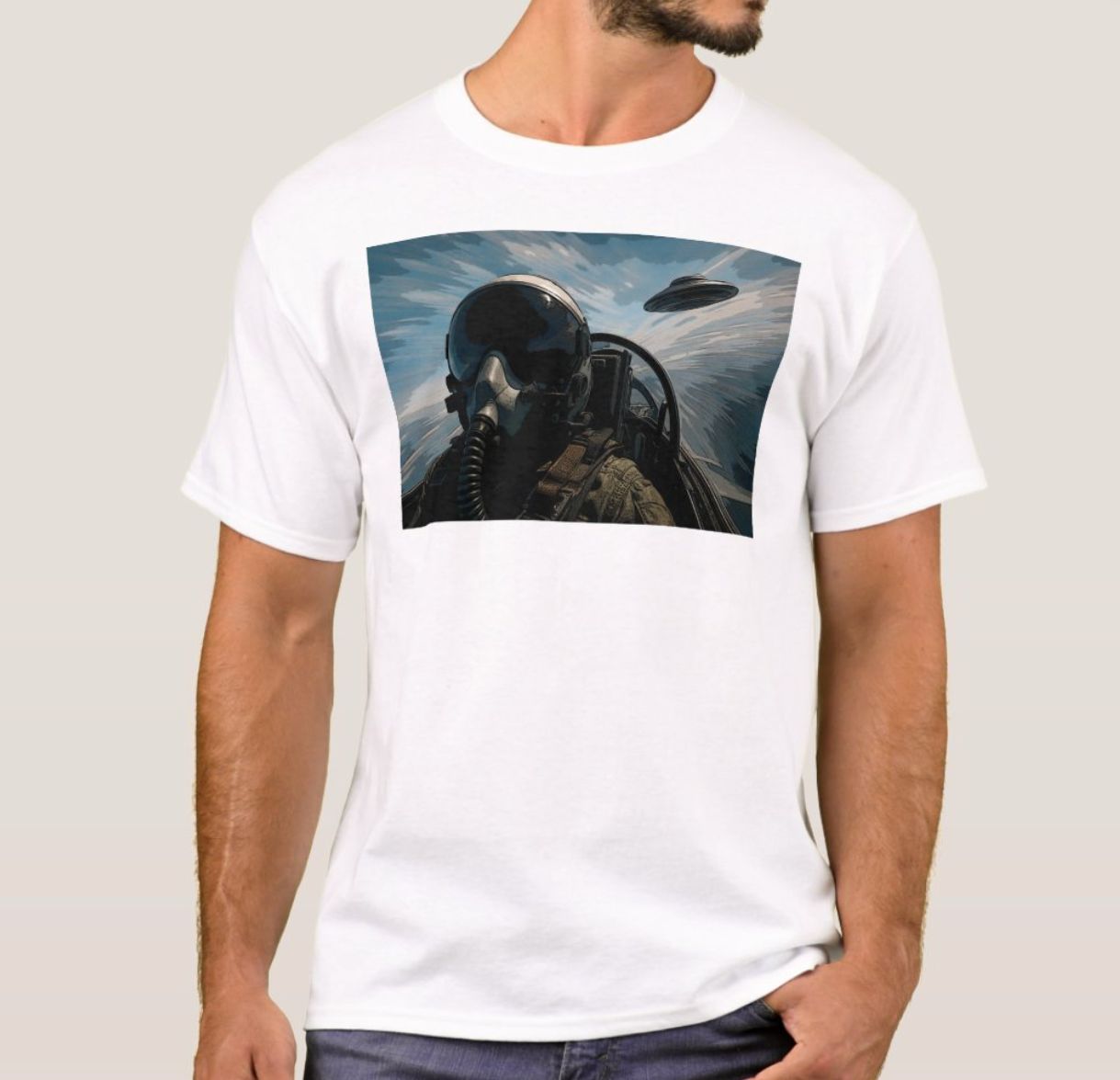 Fighter Pilot &amp; UFO Alien - Mens/Womens T-Shirt