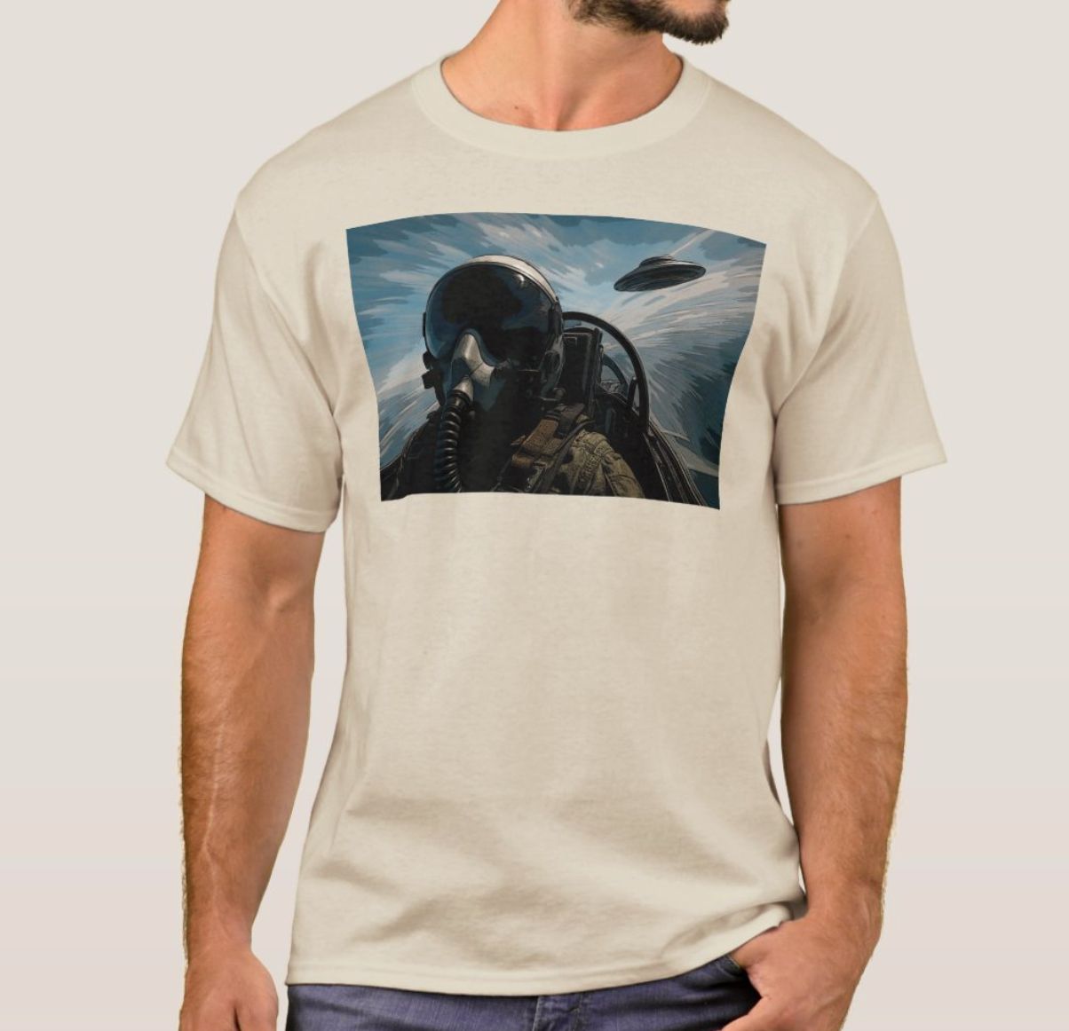 Fighter Pilot &amp; UFO Alien - Mens/Womens T-Shirt