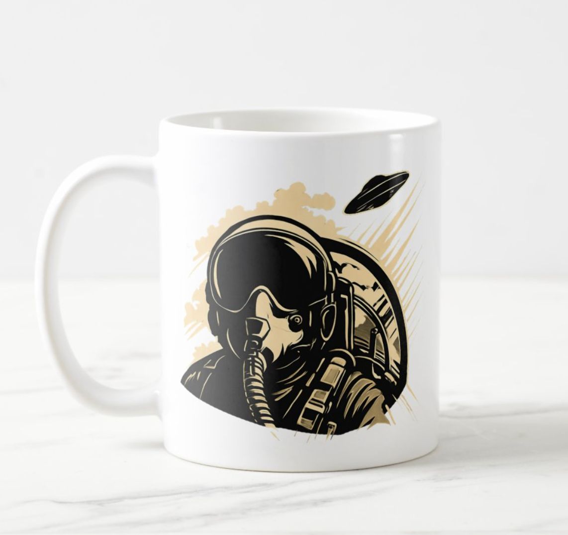 Fighter Pilot UFO Pursuit Alien - Ceramic Coffee Mug