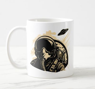 Fighter Pilot UFO Pursuit Alien - Ceramic Coffee Mug