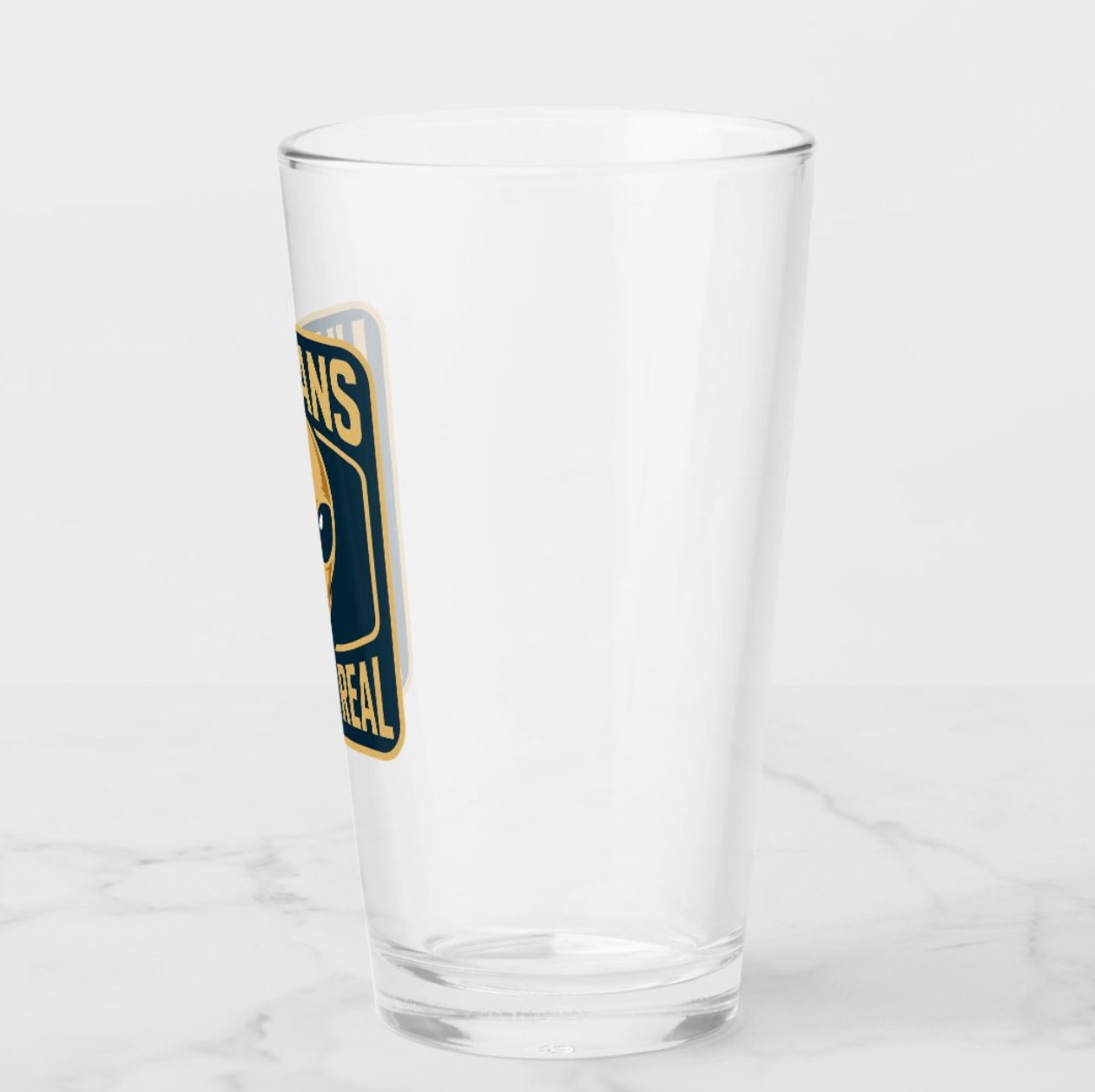 Human&#39;s Aren&#39;t Real UFO Alien - 16oz Pint Glass