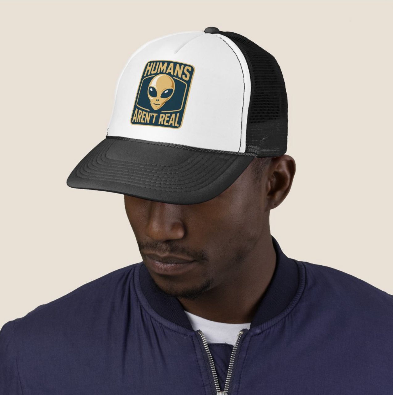 Humans Aren&#39;t Real UFO Alien - Unisex Trucker Cap Hat