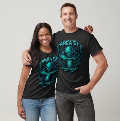 Area 51 - Secret Technology Department Alien UFO - Mens/Womens T-Shirt