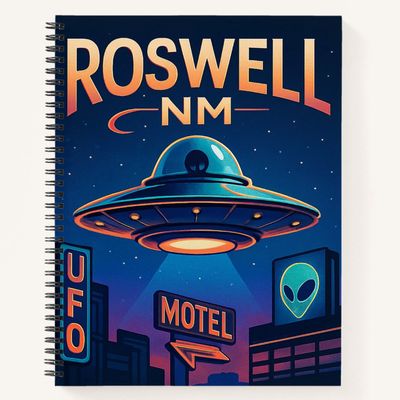 Area 51 Retro UFO Alien - Classic Lined Notebook 8.5&quot; x 11&quot;