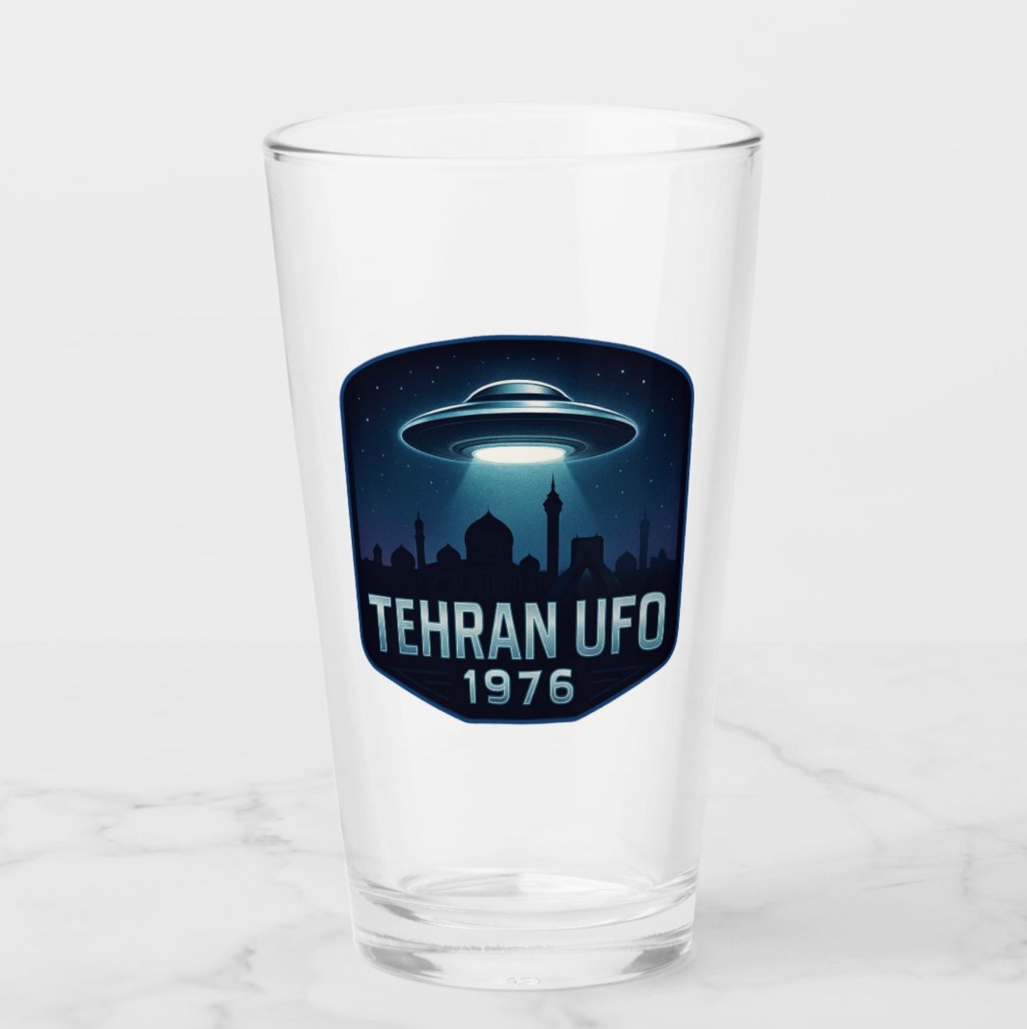 Tehran UFO 1976 Alien - 16oz Glass Tumbler