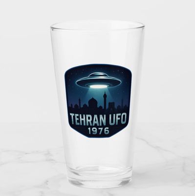 Tehran UFO 1976 Alien - 16oz Glass Tumbler