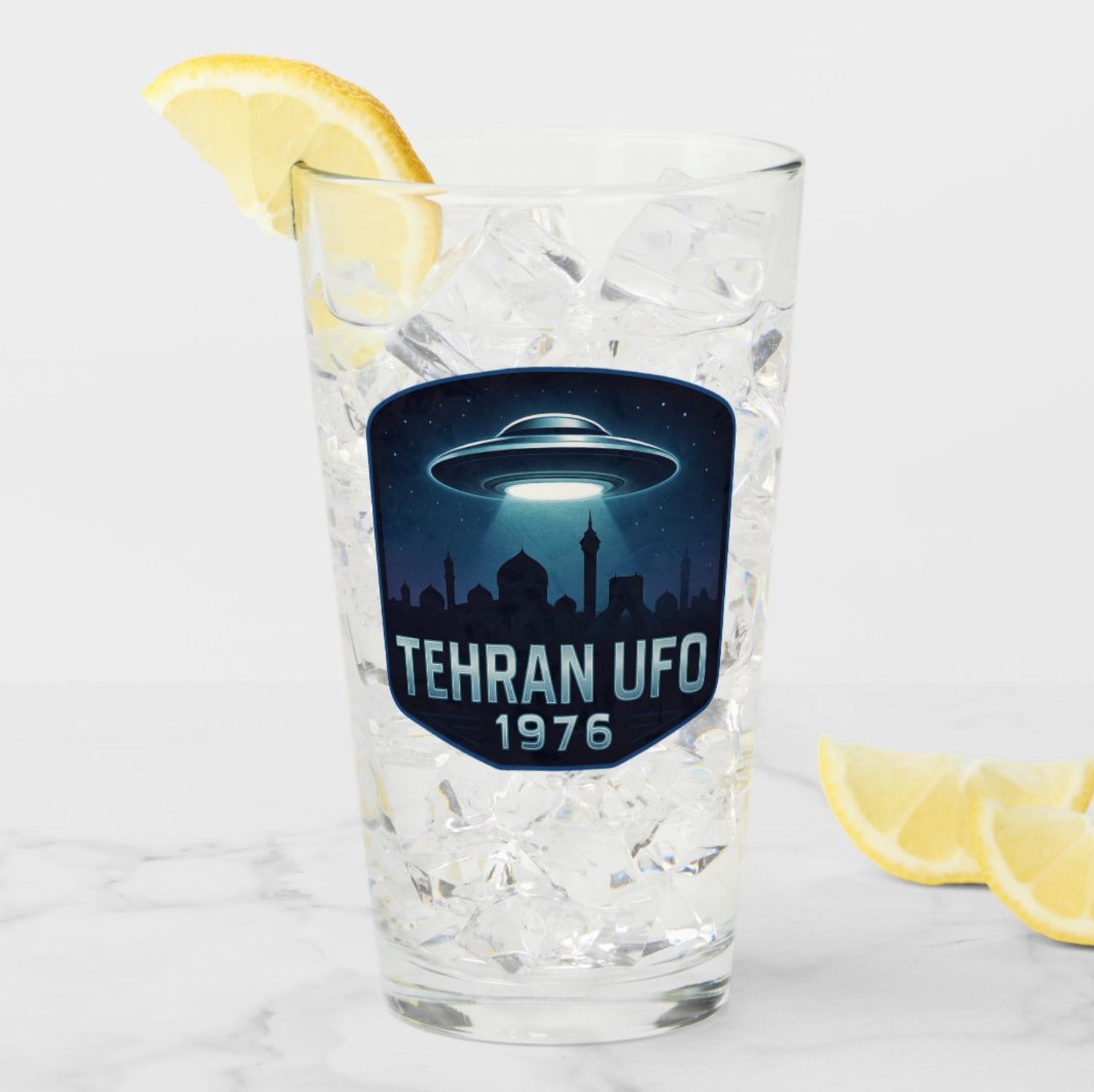 Tehran UFO 1976 Alien - 16oz Glass Tumbler