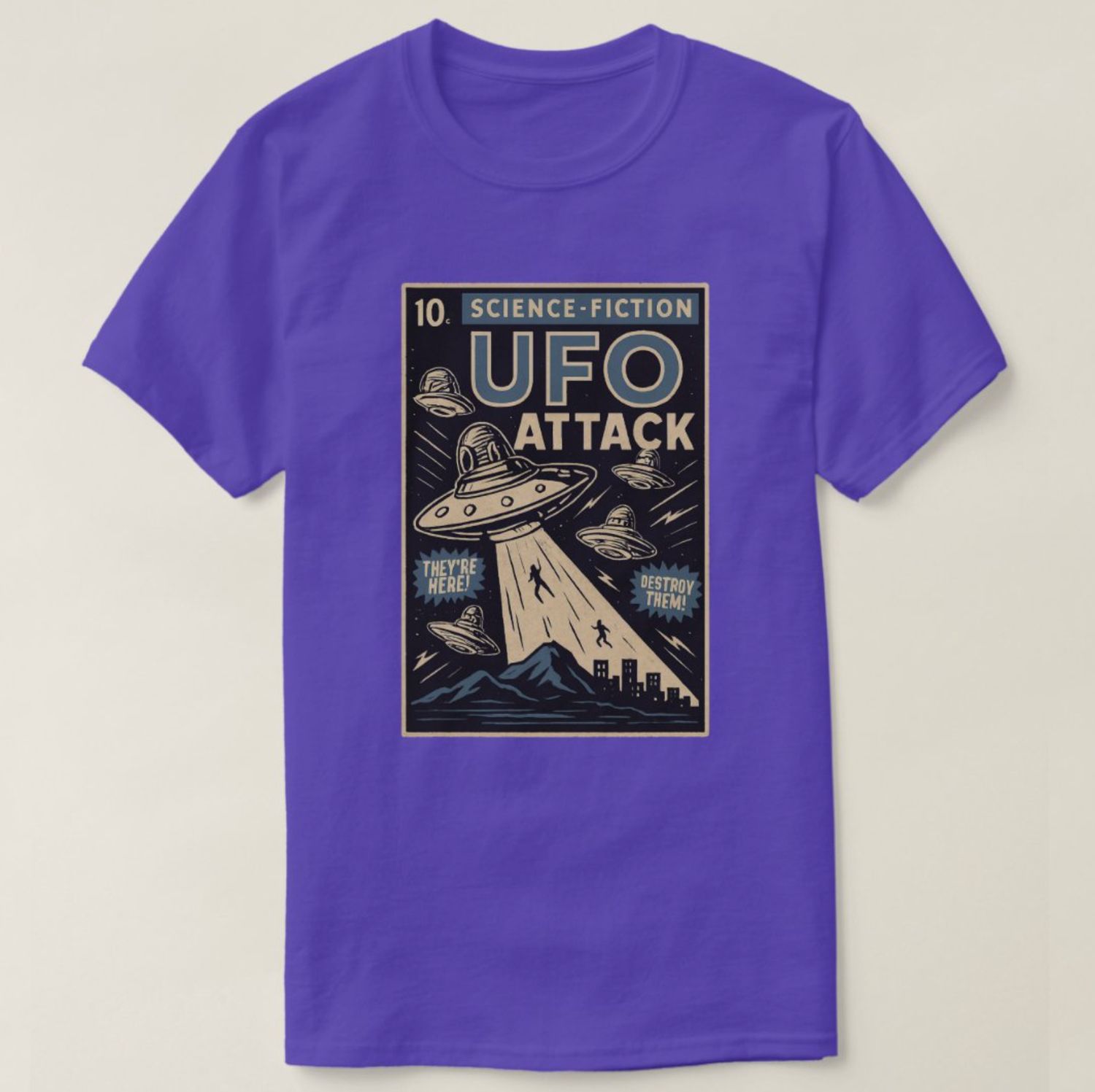 UFO Alien Comic-Style - Mens/Womens T-Shirt