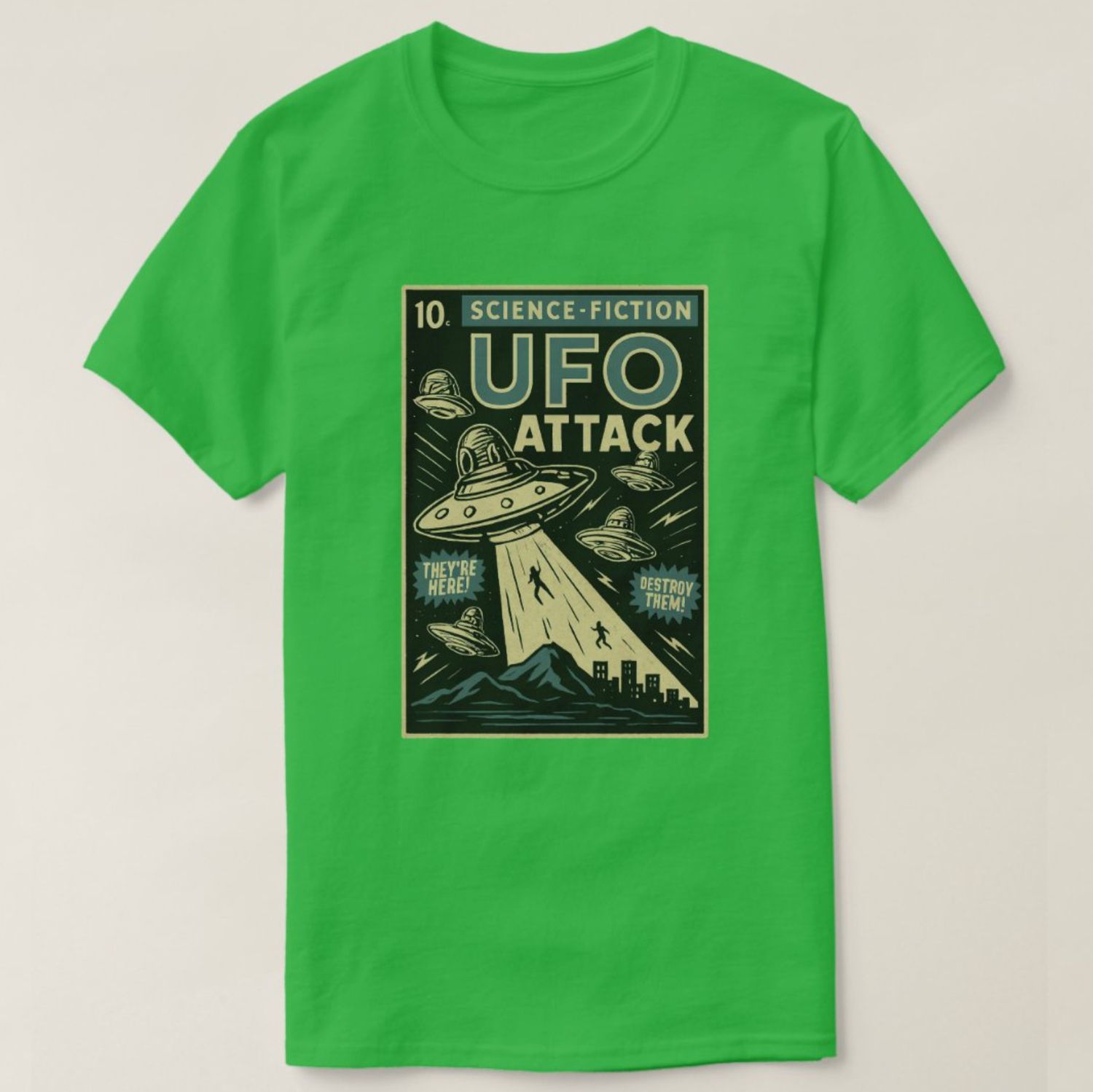 UFO Alien Comic-Style - Mens/Womens T-Shirt
