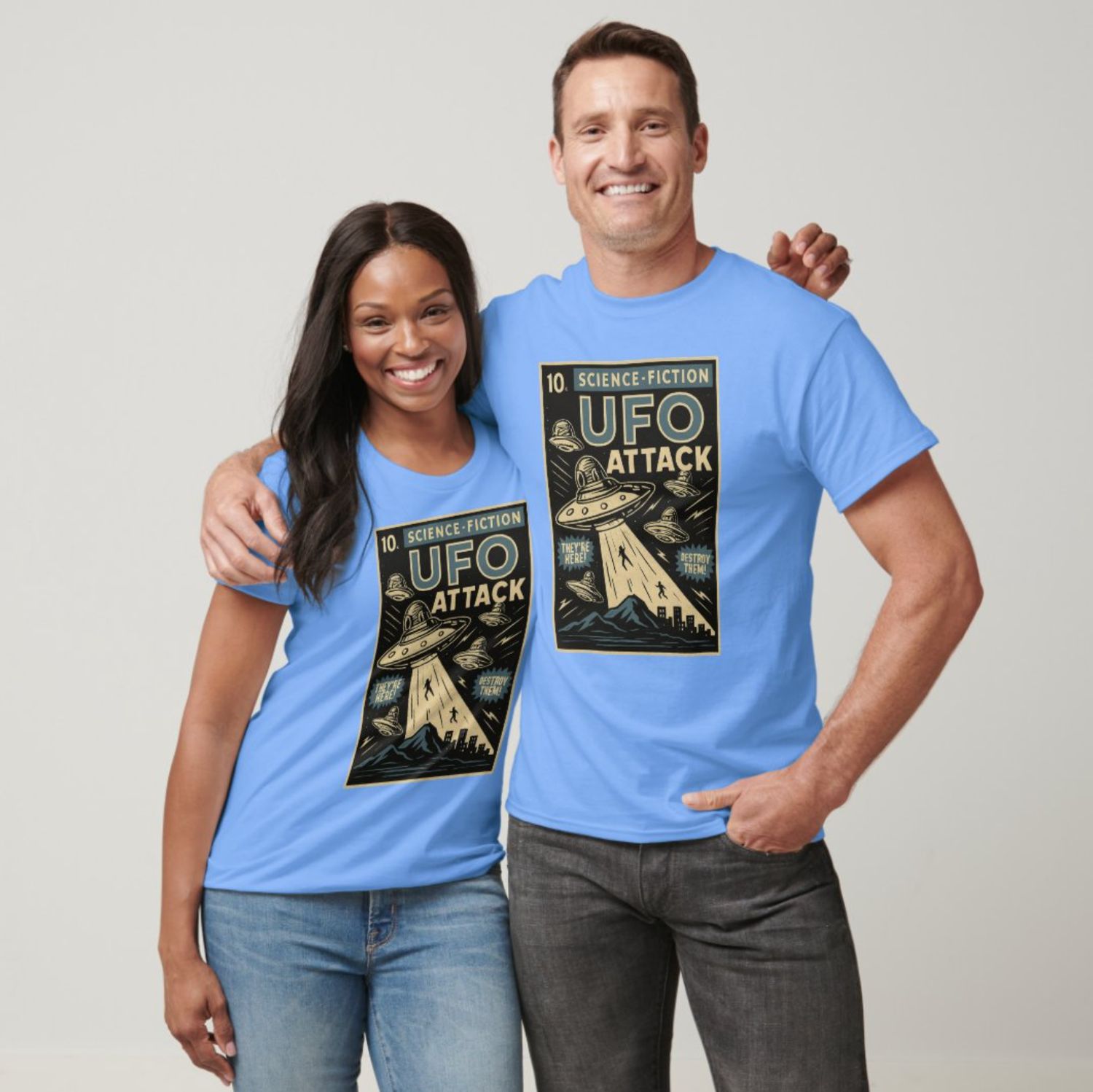 UFO Alien Comic-Style - Mens/Womens T-Shirt