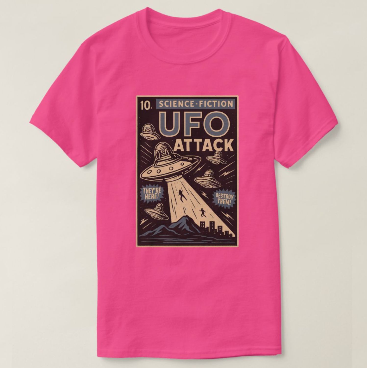 UFO Alien Comic-Style - Mens/Womens T-Shirt