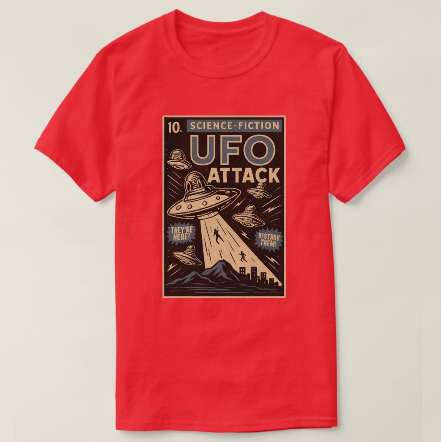 UFO Alien Comic-Style - Mens/Womens T-Shirt