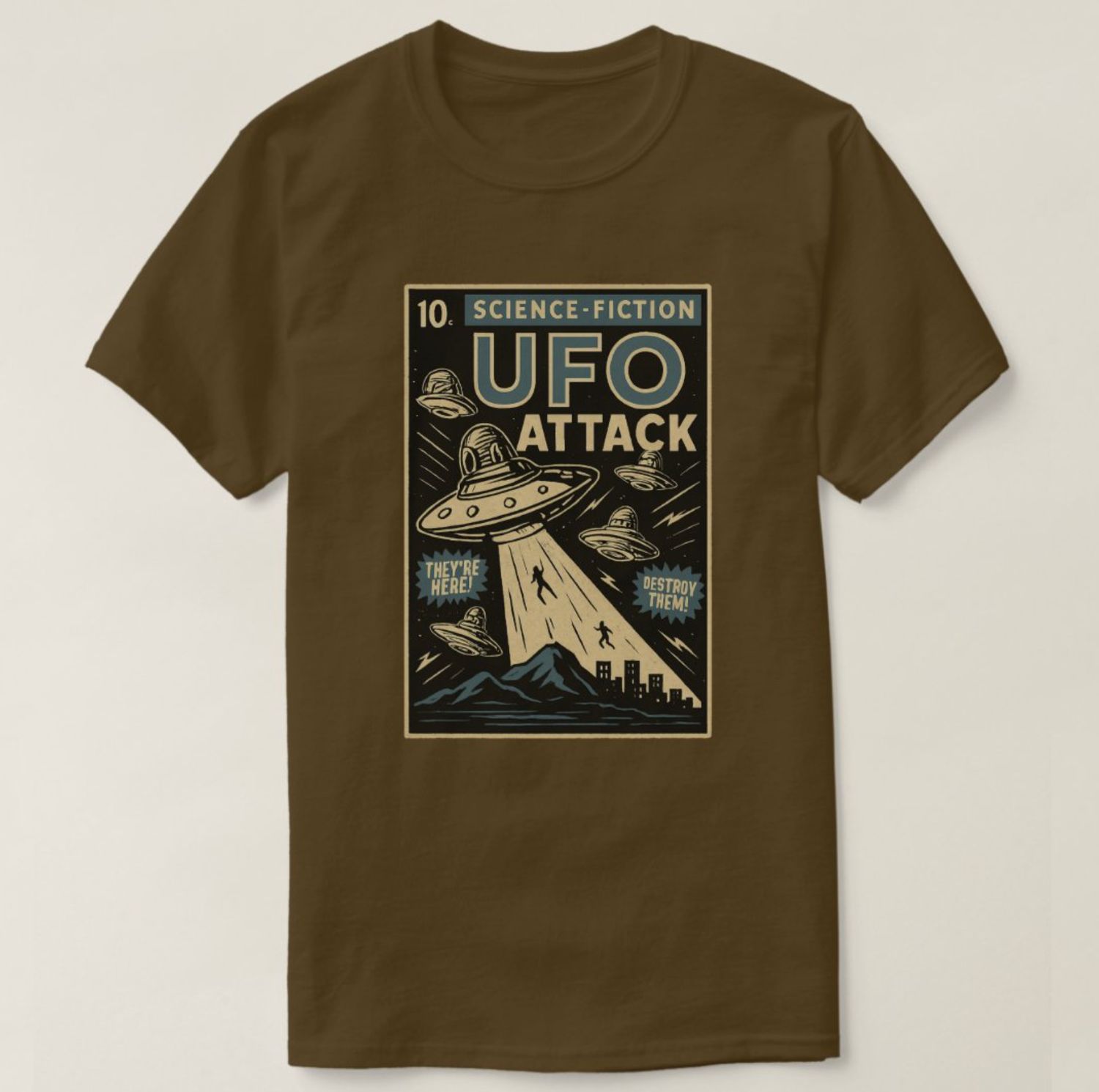 UFO Alien Comic-Style - Mens/Womens T-Shirt