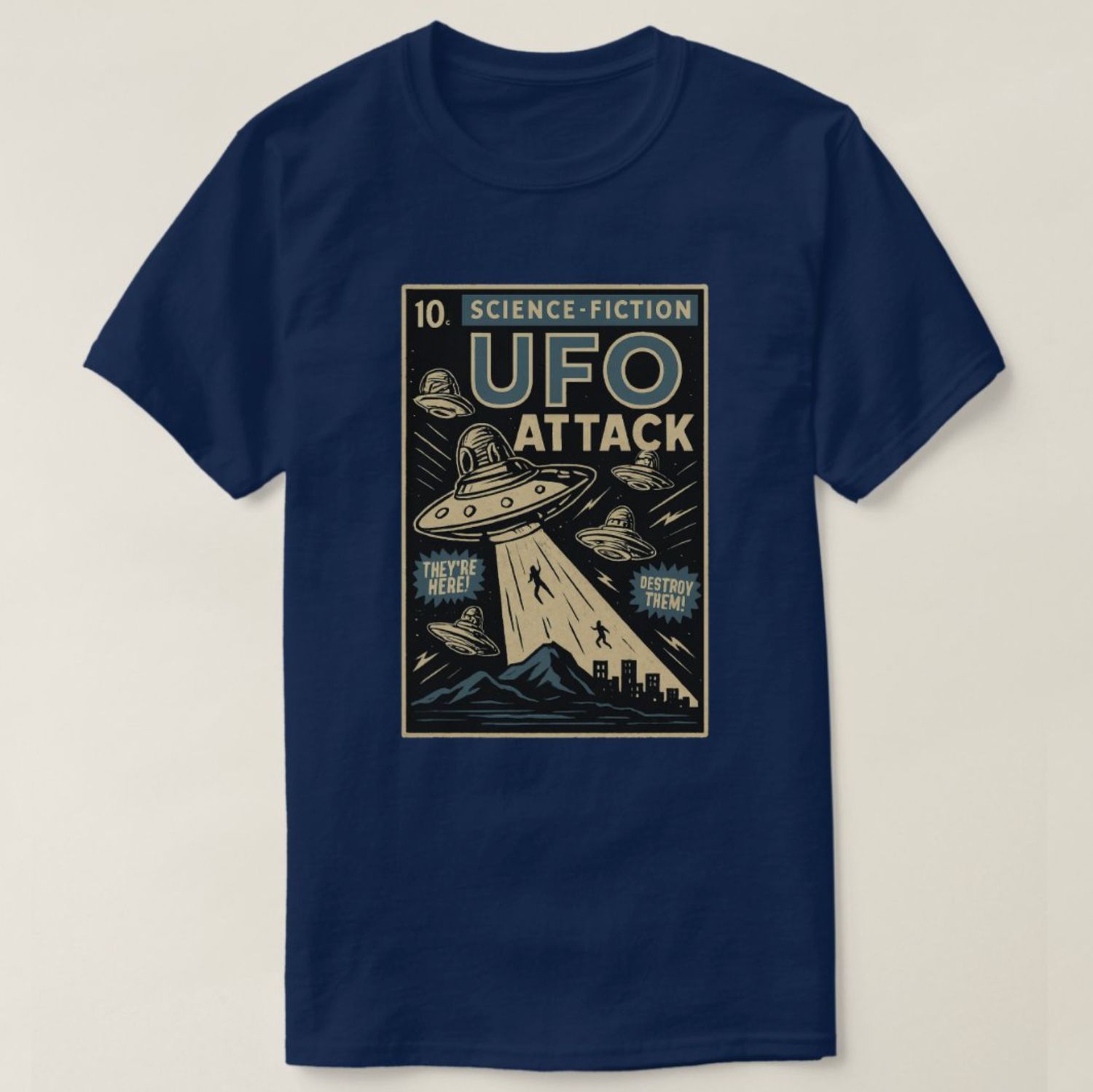 UFO Alien Comic-Style - Mens/Womens T-Shirt