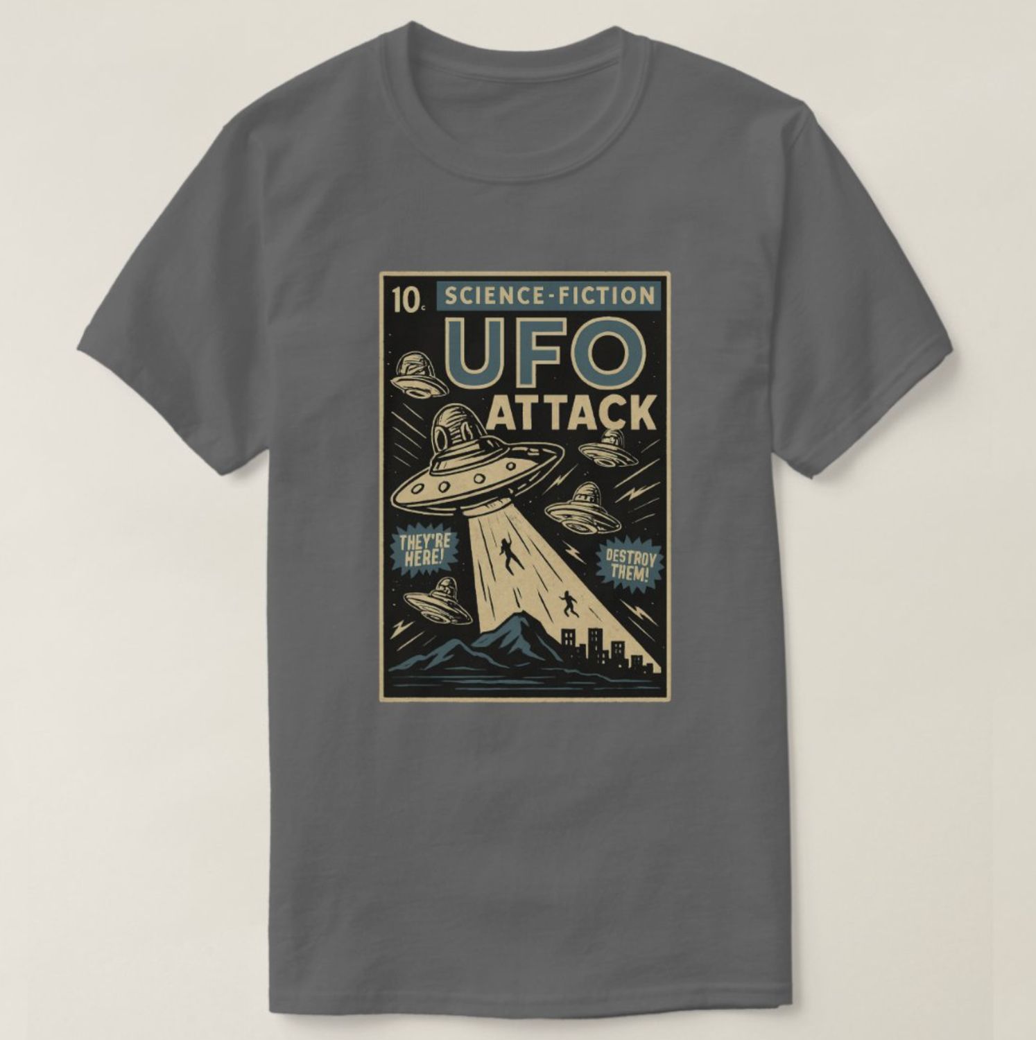 UFO Alien Comic-Style - Mens/Womens T-Shirt