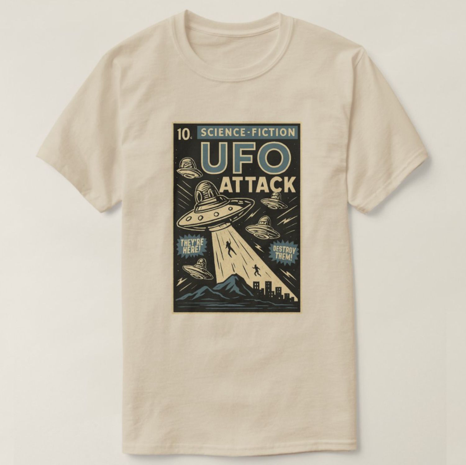 UFO Alien Comic-Style - Mens/Womens T-Shirt