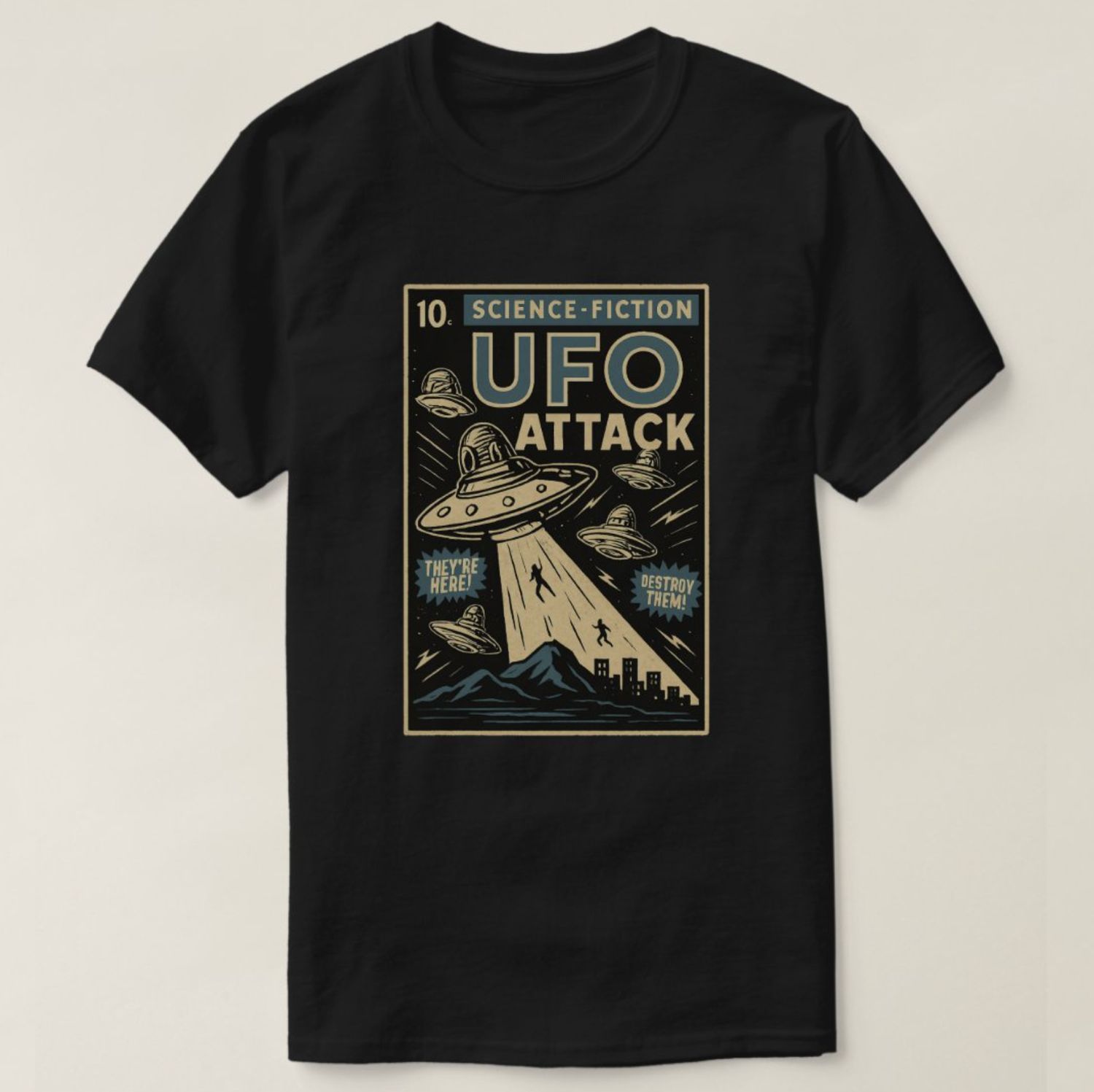 UFO Alien Comic-Style - Mens/Womens T-Shirt