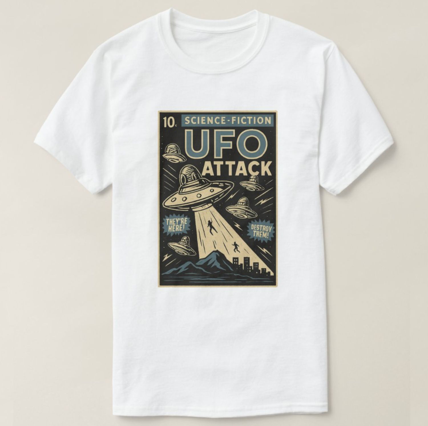 UFO Alien Comic-Style - Mens/Womens T-Shirt