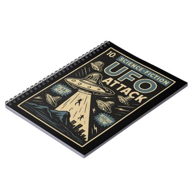 UFO Attack Comic Book-style Cover - Lined Notebook
