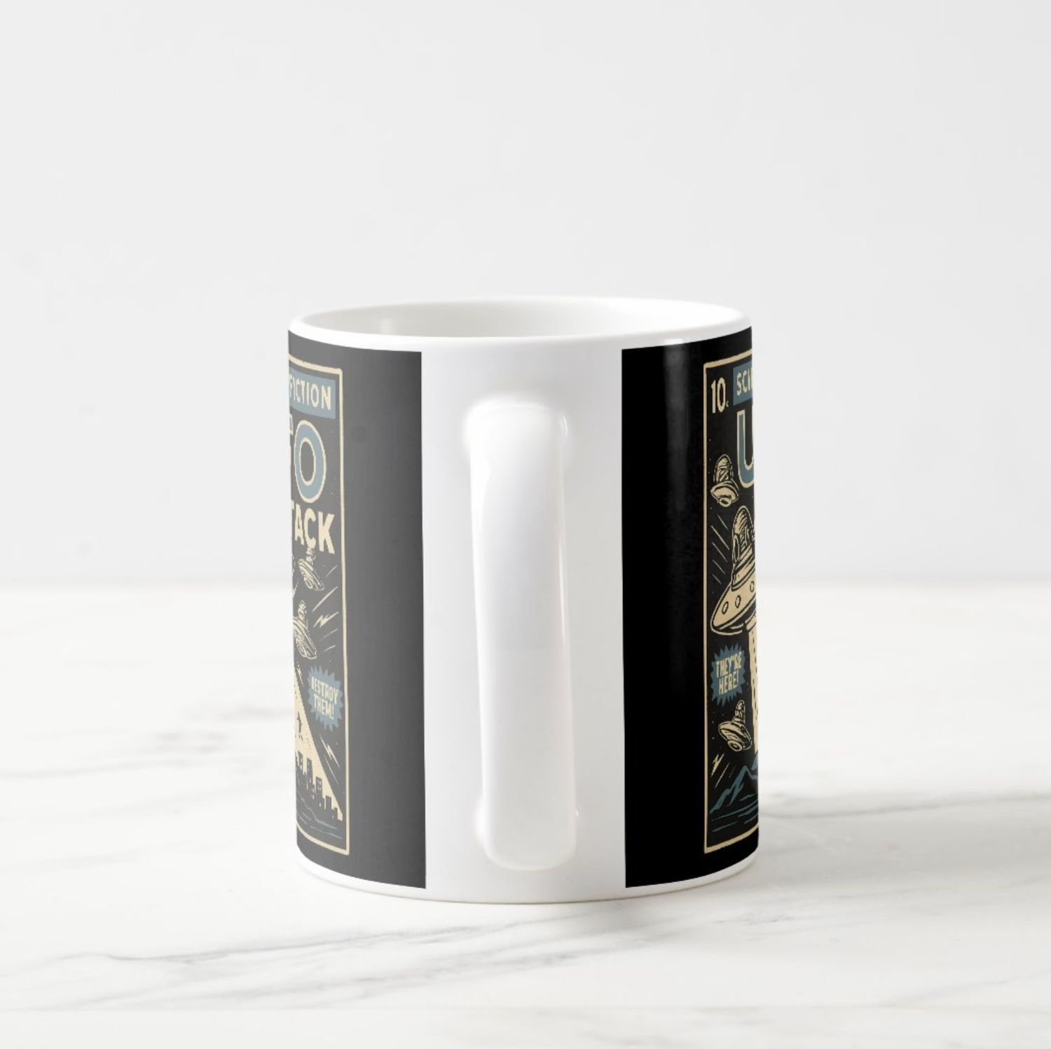 UFO Attack Comic Book-style - 11oz Ceramic Coffee Mug