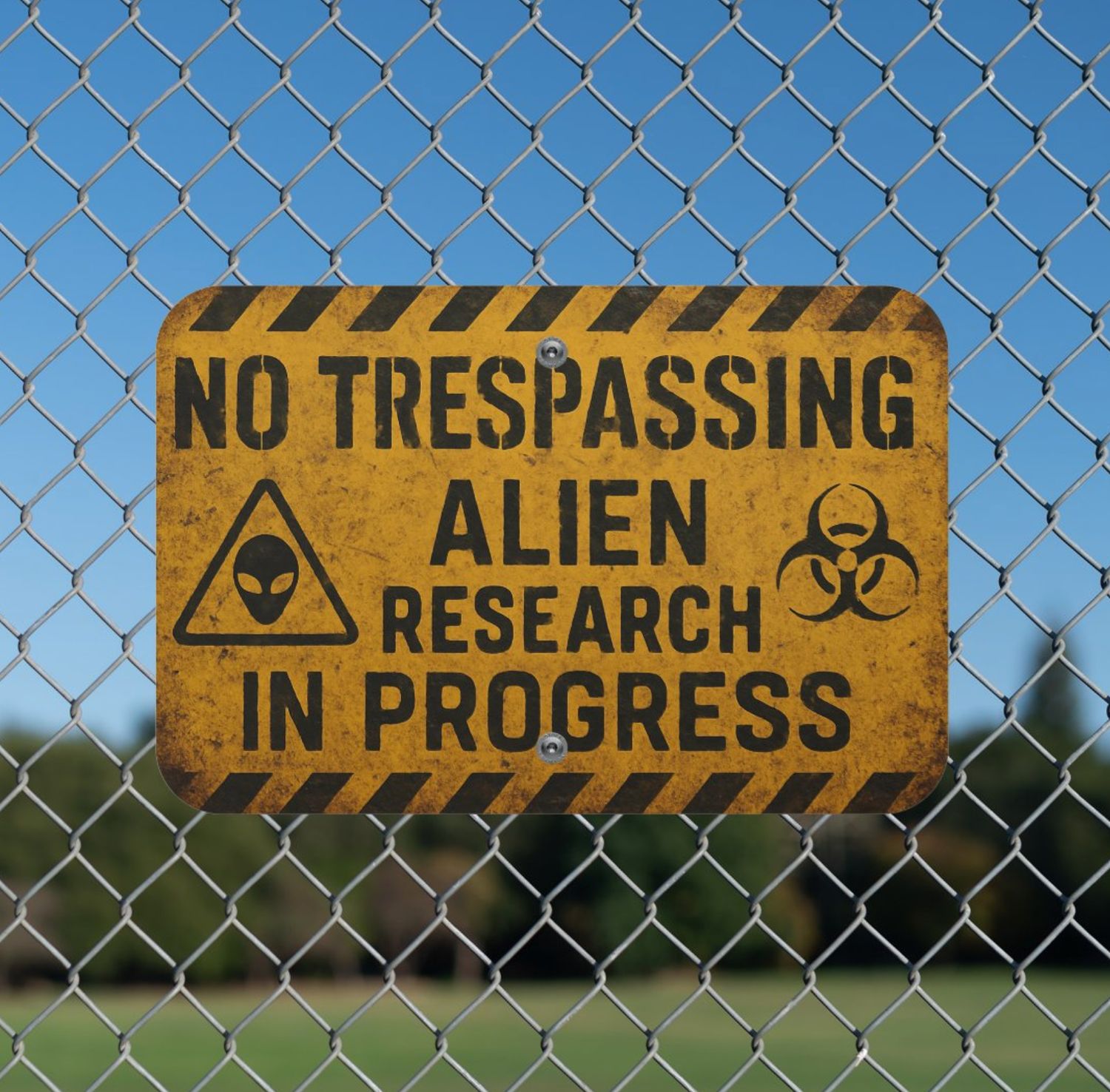 NO TRESPASSING Alien Research in Progress - Metal Door/Wall Sign