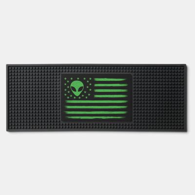 UFO United States US Alien Head Flag - Bar Mat