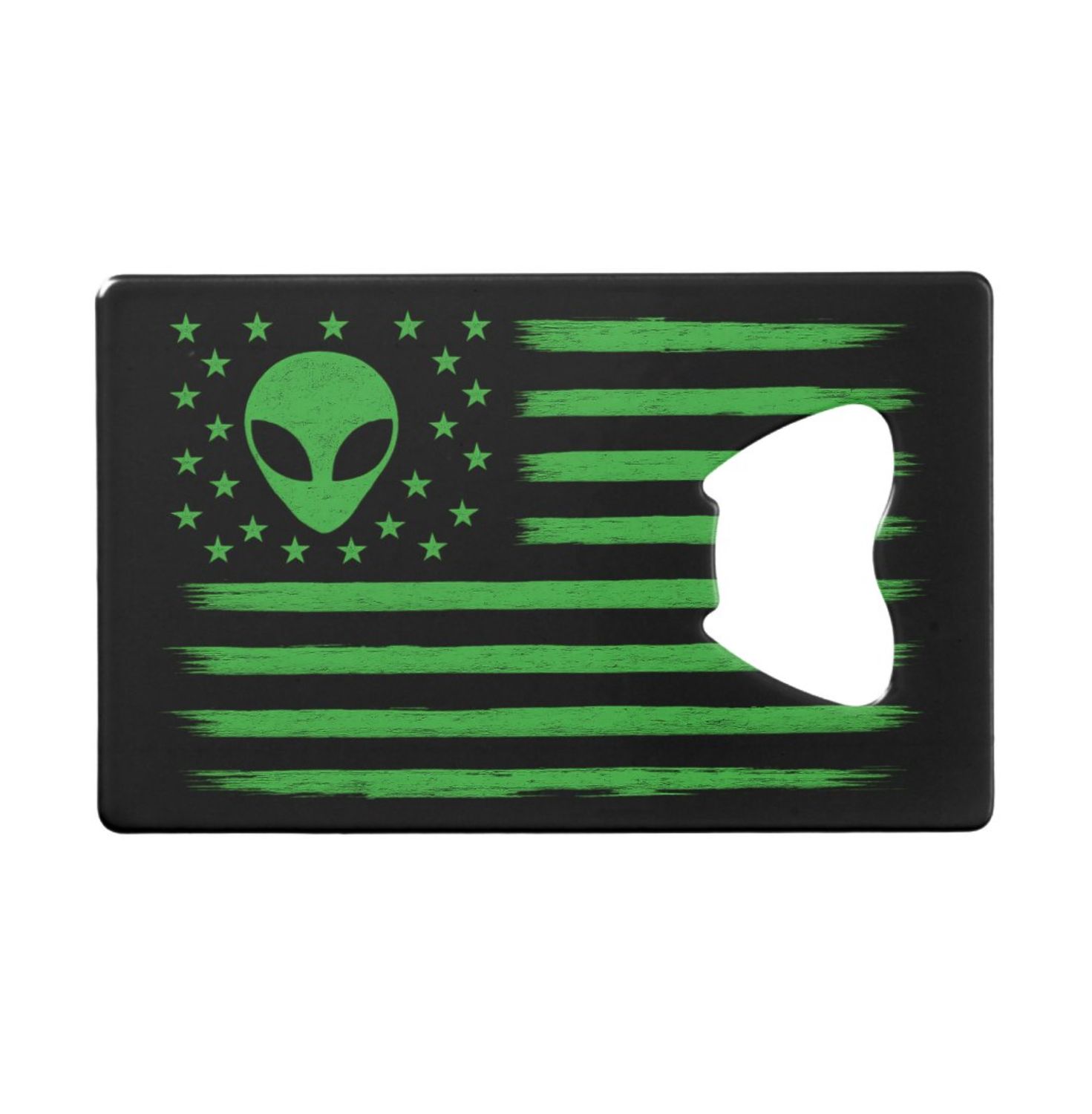 UFO United States Flag Alien - Credit Card Bottle Opener