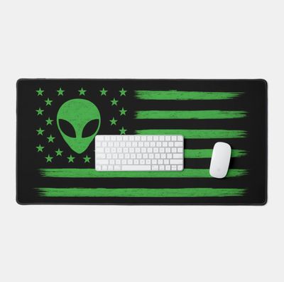 UFO United States Flag Alien - Large Desk Mat