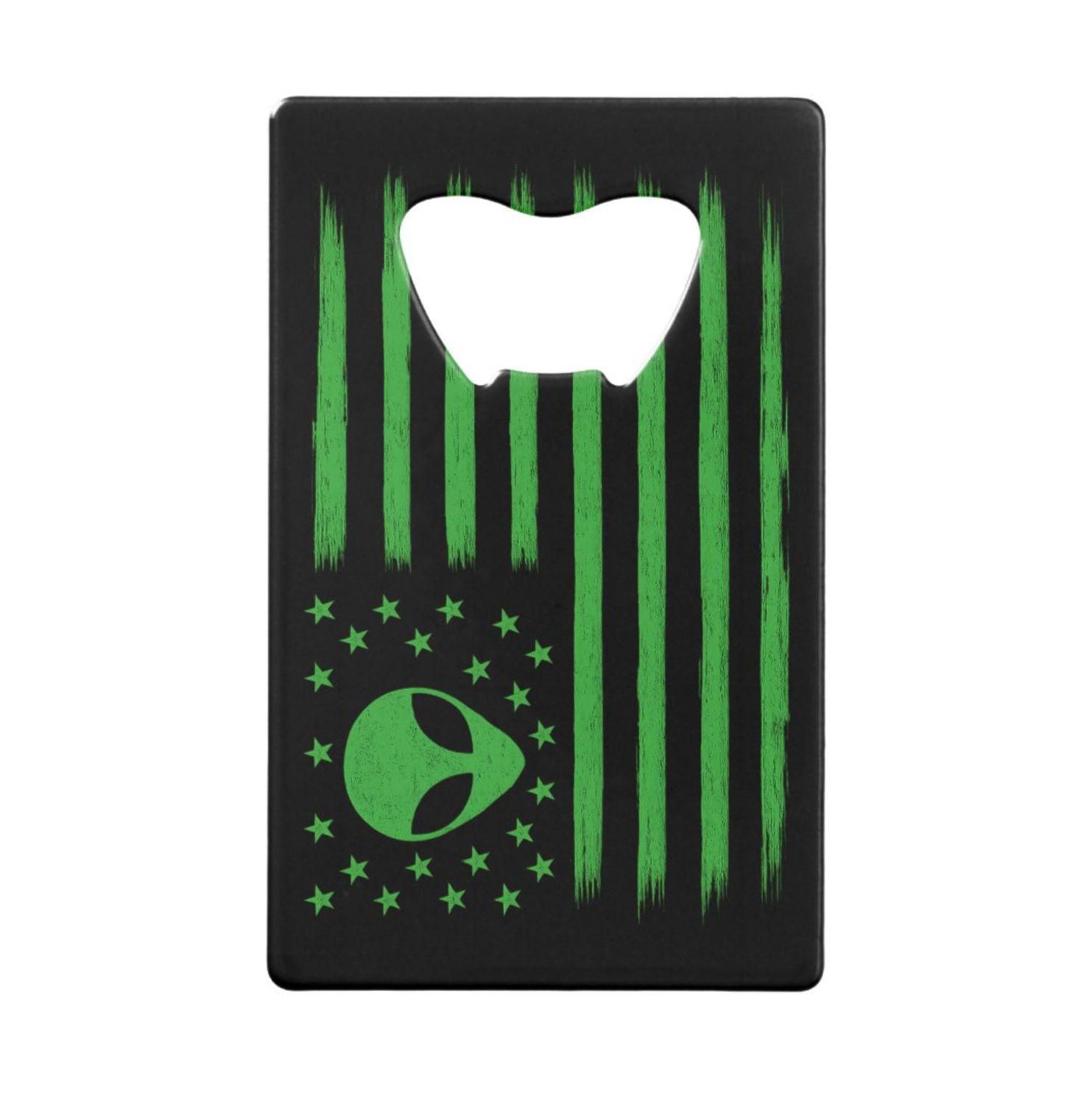 UFO United States Flag Alien - Credit Card Bottle Opener
