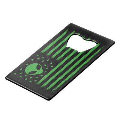 UFO United States Flag Alien - Credit Card Bottle Opener