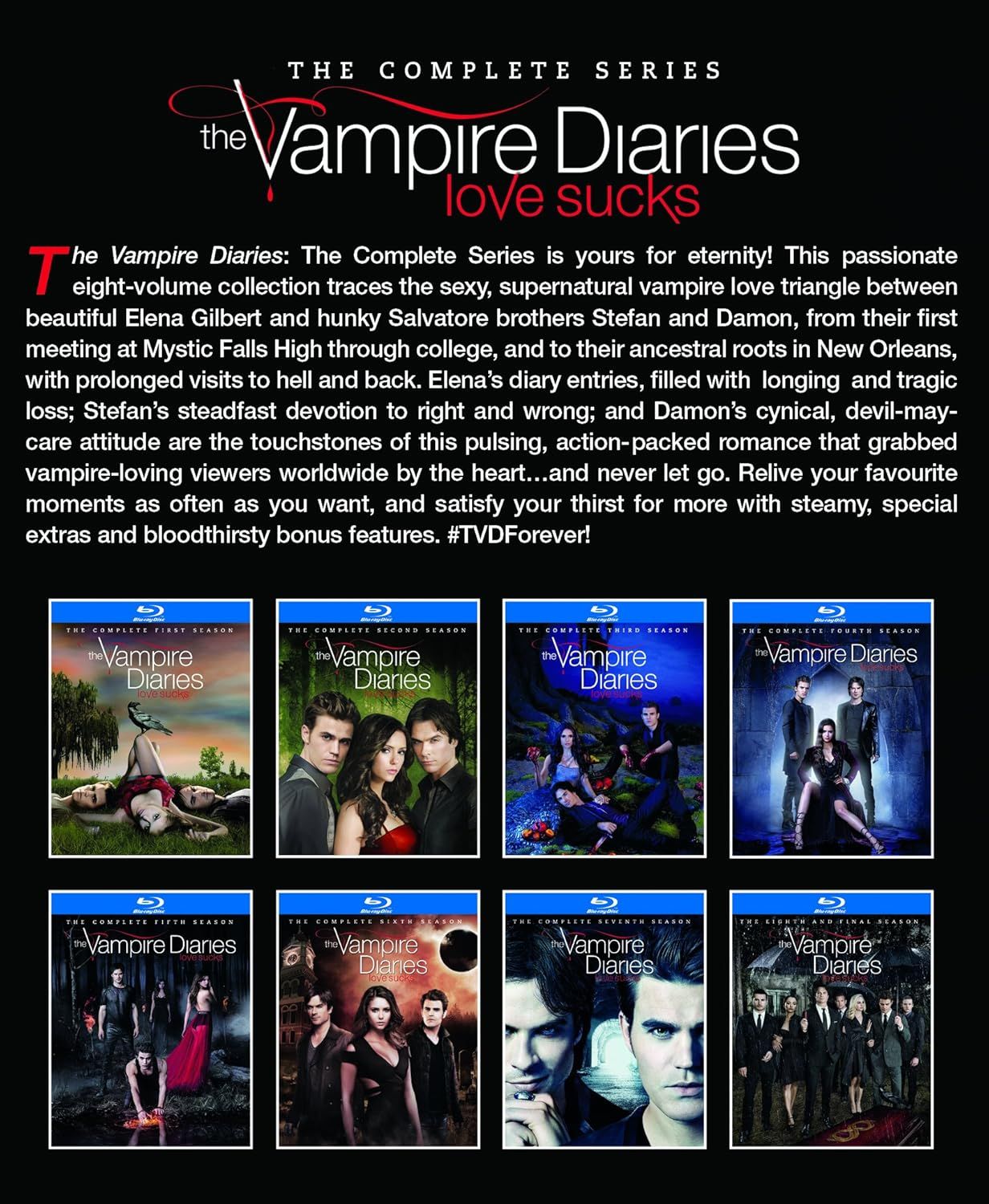 The Vampire Diaries: The Complete Series [Season 1 2 3 4 5 6 7 8] Blu-ray Boxset [Region Free]