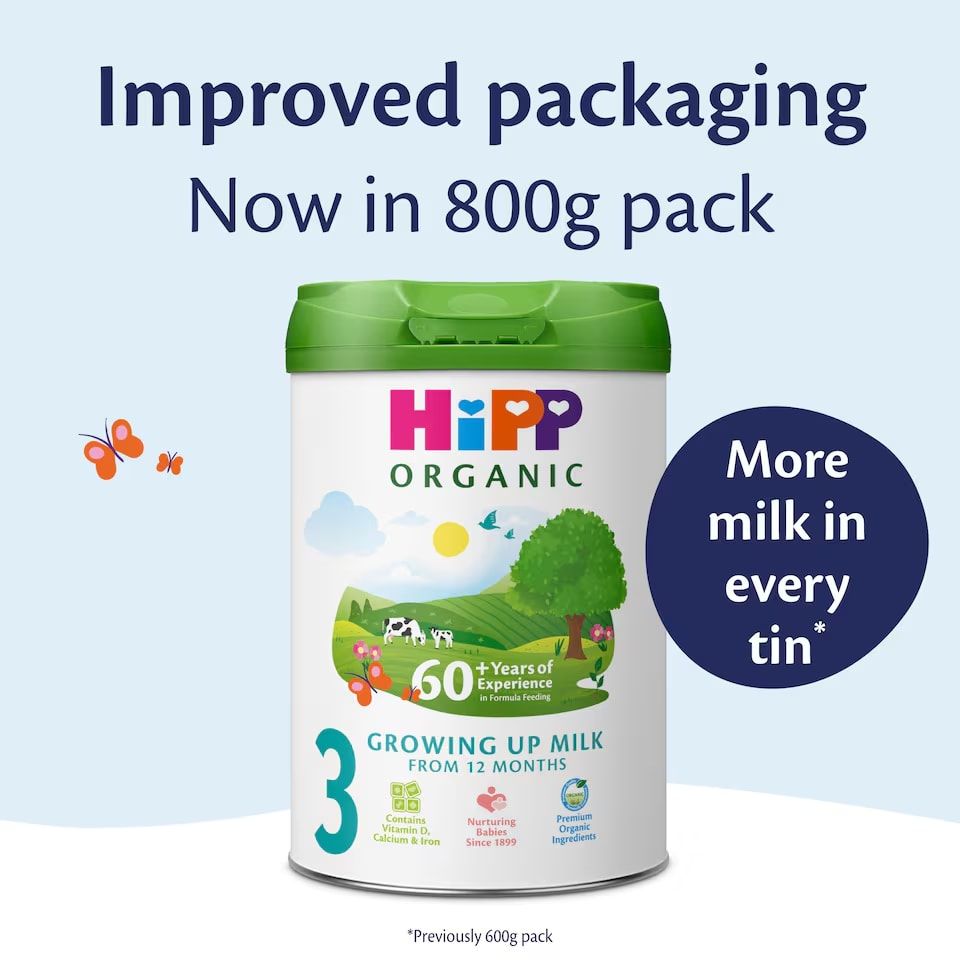 HiPP Organic 3 Growing up Baby Milk Powder Formula, From 12 Months, 800g Tub