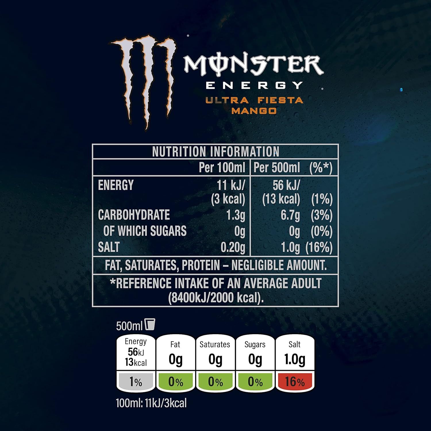 Monster Energy Ultra Mango Fiesta [Zero Sugar] 500ml Can [CASE of 24 Cans]