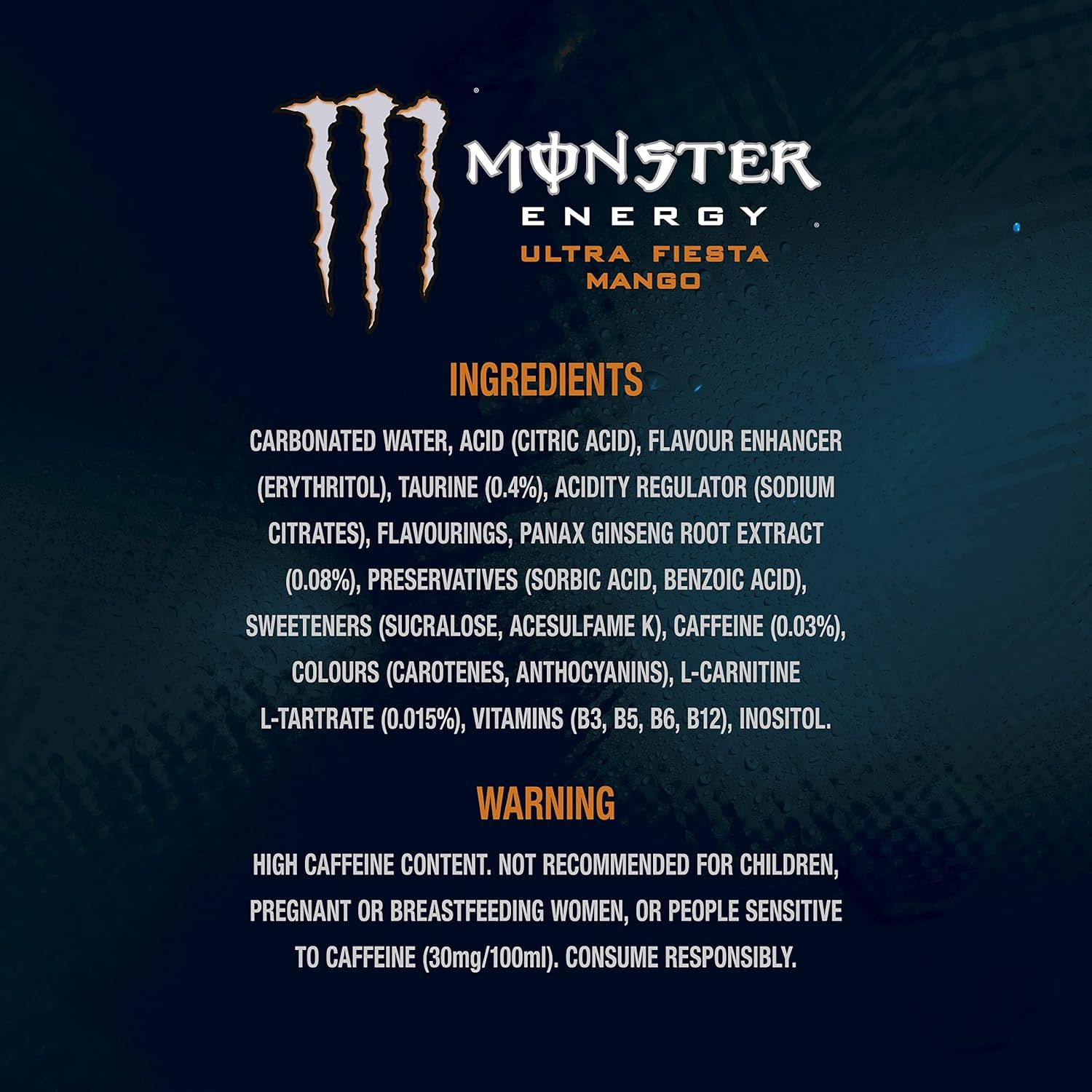 Monster Energy Ultra Mango Fiesta [Zero Sugar] 500ml Can [CASE of 24 Cans]
