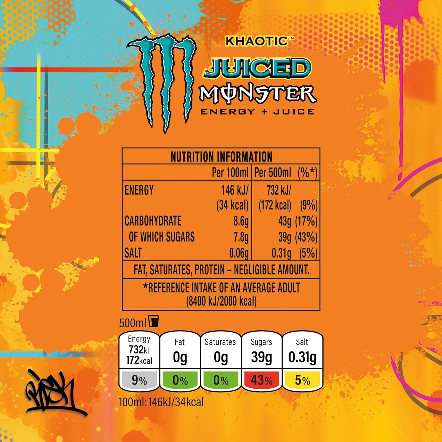 Monster Energy Khaotic [500ml] Can [CASE of 24 Cans]