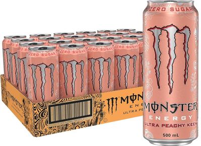 Monster Energy Ultra Peachy Keen [Zero Sugar] 500ml Can [CASE of 24 Cans]