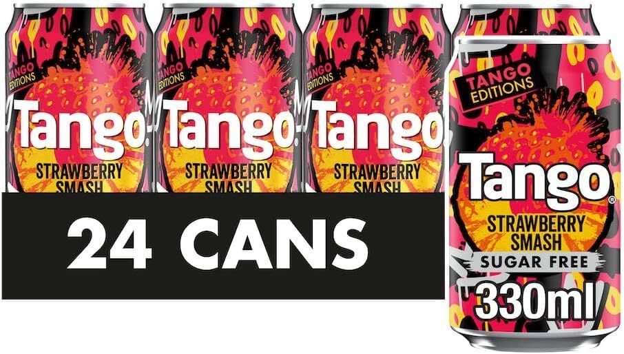 Tango [Sugar Free] Strawberry Smash 330ml Can [CASE of 24 Cans]