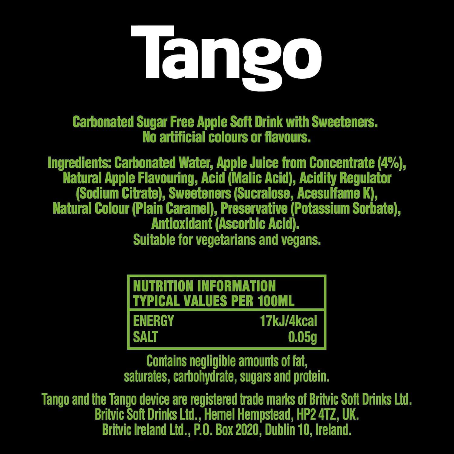 Tango [Sugar Free] APPLE 330ml Can [CASE of 24 Cans]