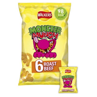 Walkers Monster Munch Roast Beef Multipack Snacks Crisps  (6 x 20g)