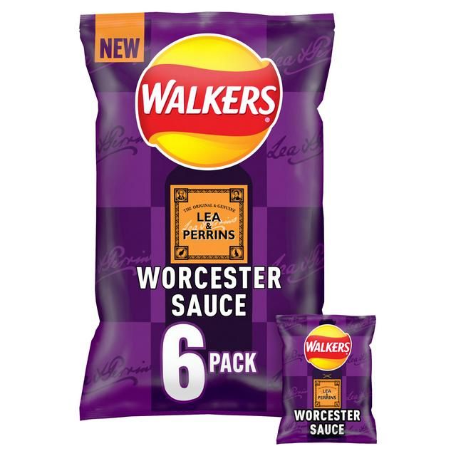 Walkers Worcester Sauce Lea &amp; Perrins Multipack Crisps  (6 x 25g)