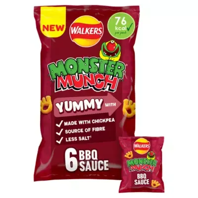 Walkers Monster Munch Snacks Barbeque Sauce (6x16g)