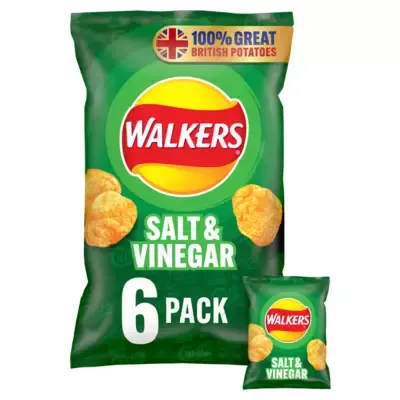 Walkers Salt &amp; Vinegar Multipack Crisps (6x25g)