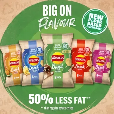 Walkers Baked Salt &amp; Vinegar Multipack Snacks Crisps (6 x 22g)