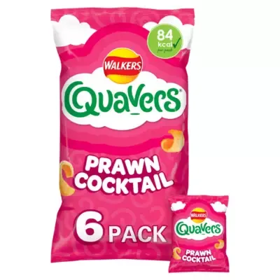 Walkers Quavers Prawn Cocktail Multipack Snacks Crisps (6 x 16g)