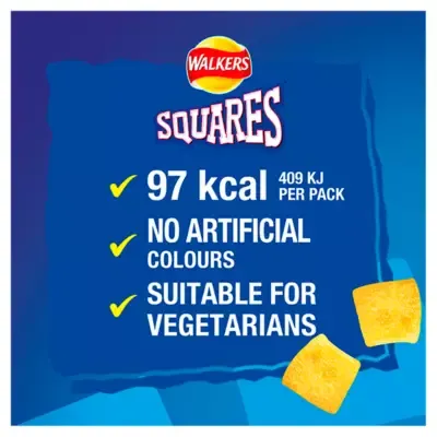 Walkers Squares Cheese &amp; Onion Multipack Snacks Crisps (6 x 22g)