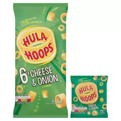 Hula Hoops Cheese &amp; Onion Multipack Crisps (6 x 24g)