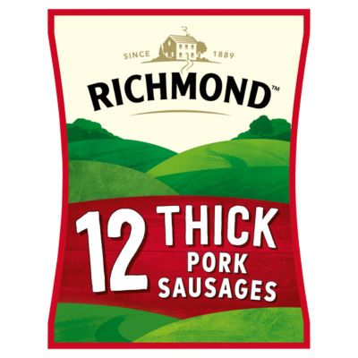 Richmond 12 Thick Pork Sausages [615g)