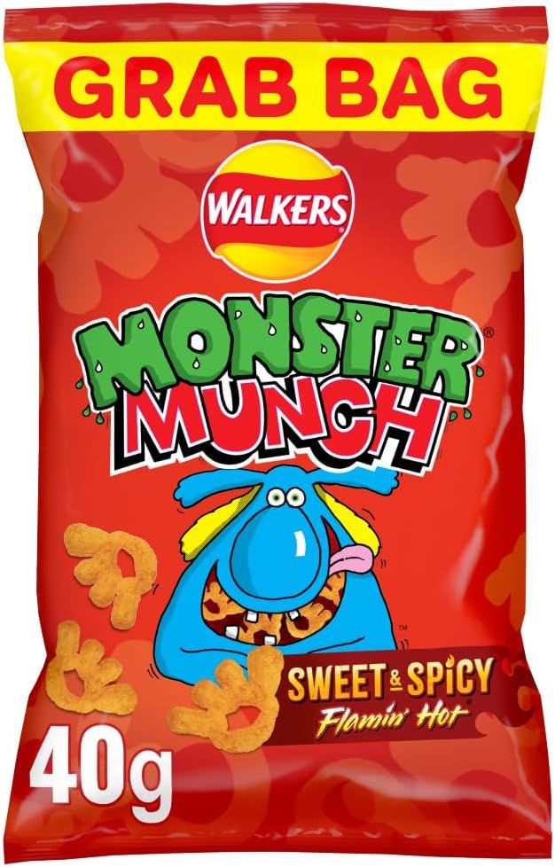 Walkers Monster Munch Flamin&#39; Hot Snacks 40g Sachets