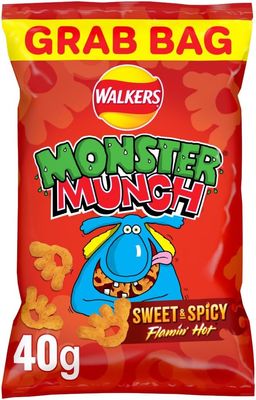 Walkers Monster Munch Flamin&#39; Hot Snacks 40g Sachets